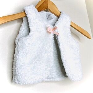 CARTER’S White with Pink Bow Faux Fur Vest